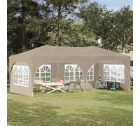 Mangloder Tente de fête pop-up en tissu Oxford crème, 575 x 288 x 245 cm, pliable, avec cadre en acier robuste et toit imperméable, résistante aux intempéries avec protection solaire, idéale pour