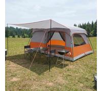 Mangloder Tente familiale avec toit gris orange 500 x 400 x 230 cm imperméable légère pliable pour camping, plage, jardin, randonnée, plein air, festivals, idéale pour les aventures familiales et les