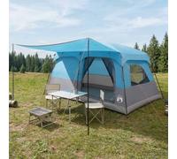 Mangloder Tente familiale bleue 420 x 305 x 200 cm en polyester et acier résistant aux intempéries pour aventures familiales en plein air, plage, jardin, randonnée, trekking, légère, compacte