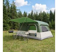 Mangloder Tente familiale verte 420 x 305 x 200 cm en polyester et acier pour excursions familiales, jardin, plage, trekking, randonnée, imperméable, légère, compacte