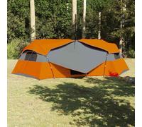 Mangloder Tente intérieure avec toit gris et orange en taffetas robuste 520 x 520 x 190 cm, 3 pièces, 2 portes, port électrique, coupe-vent, respirant, idéale pour le camping, les familles
