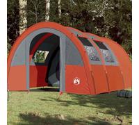 Mangloder Tente tunnel pour 4 personnes, gris et orange, imperméable, avec auvent amovible, connexion E, 2 cabines de couchage, 2 entrées, respirante, coupe-vent, idéale pour le camping, la randonnée