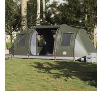 Mangloder Tente tunnel pour 4 personnes, vert olive, imperméable, avec 2 cabines de couchage, 3 entrées, connexion électrique pour camping, trekking, extérieur, coupe-vent, respirante, avec entrée et