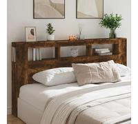 Mangloder Tête de lit à LED chêne fumé 200x18,5x103,5cm Bois d'ingénierie avec Rangement, éclairage RVB réglable, Support dosseret pour Chambre Adulte, Design Moderne et Fonctionnel