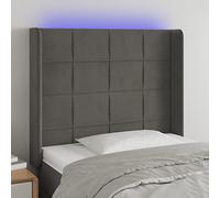Mangloder Tête de lit à LED Gris foncé en Velours 93x16x118/128 cm avec Bande LED découpable, Support dosseret Confortable pour Chambre Adulte, Design Moderne et éclairage USB