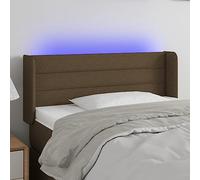 Mangloder Tête de lit à LED Marron foncé en Tissu 83x16x78/88 cm avec Bande LED réglable, Support dosseret Confortable pour Chambre Adulte, Design Moderne et éclairage coloré
