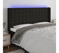 Mangloder Tête de lit à LED Noir en Tissu 183x16x118-128 cm avec Bande LED réglable, Support dosseret Confortable pour Chambre Adulte et Enfant, Design Moderne et Fonctionnel, éclairage USB Adaptable