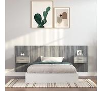 Mangloder Tête de lit avec armoires Sonoma Gris en Bois d'ingénierie, Cadre Mural avec Rangement et Fixation Suspendue pour Chambre Adulte, Design Moderne et Fonctionnel