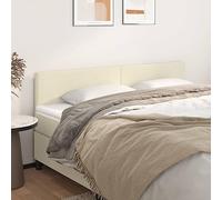 Mangloder Tête de lit crème en Similicuir 160x5x78/88 cm avec Pieds en Bois réglables pour Chambre Adulte, Design Moderne et Confortable, Support Lombaire pour Lecture et décoration Murale