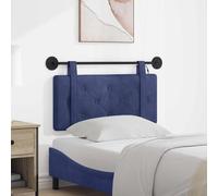 Mangloder Tête de lit Suspendue en Velours Bleu Police avec lumière LED intégrée, Cadre en Bois d'ingénierie, Design capitonné à Boutons, Montage Mural pour Chambre Adulte