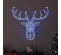 Mangloder Tête de renne en acrylique bleu avec 140 LED, 68 x 36,5 x 62,5 cm, décoration de Noël USB pour fenêtre, intérieur, moderne, résistant aux intempéries, facile à monter