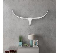 Mangloder Tête de taureau murale en aluminium argenté 96 cm Sculpture statue buste ornement objet décoratif pour salon, chambre à coucher, bureau et intérieur