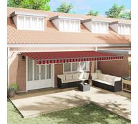 Mangloder Tissu de Store banne auvent Orange et Marron 600 × 350 cm Polyester rétractable avec télécommande Protection ombrage extérieur terrasse Balcon Jardin Patio
