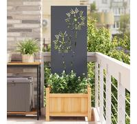 Mangloder Toile brise-vue de jardin, anthracite, en acier laminé à froid, mat, 50 x 140 cm, incrustations décoratives, montage au sol, pour terrasse et extérieur avec brise-vue privé