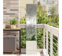 Mangloder Toile brise-vue de jardin argentée en acier galvanisé mat 32 x 150 cm pour terrasse, balcon et extérieur avec incrustations décoratives et montage au sol stable