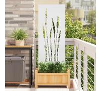 Mangloder Toile brise-vue de jardin, motif floral, blanc, en acier laminé à froid, mat, 50 x 140 cm, incrustation décorative, pour terrasse et extérieur, espace privé avec décoration murale élégante