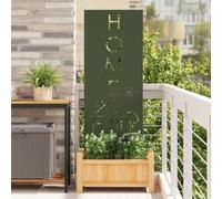 Mangloder Toile brise-vue de jardin vert olive 50 x 140 cm en acier laminé à froid mat incrusté décoratif pour terrasse et jardin Décoration murale avec atmosphère privée et motif moderne