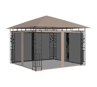 Mangloder Tonnelle avec moustiquaire - 3 x 3 x 2,73 m - Taupe - 180 g/m² - Cadre en acier - Pliable - Avec protection solaire, panneau latéral et auvent stable - Pour jardin, terrasse, extérieur