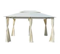 Mangloder Tonnelle de jardin avec rideaux, 4 x 3 m, blanche, imperméable et résistante aux intempéries, avec cadre en acier, tente de fête stable pour terrasse, extérieur, camping et mariage, pliable