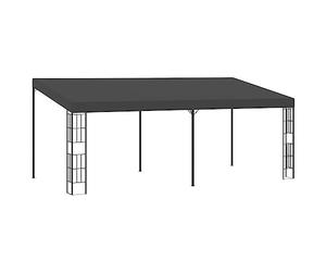 Mangloder Tonnelle murale 3 x 6 m en tissu anthracite avec cadre en acier, toit solaire imperméable, pliable et stable pour jardin, terrasse, extérieur, pergola avec auvent et partie latérale