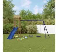 Mangloder Tour de jeu en pin imprégné avec toboggan, balançoire pour jardin, aire de jeux pour enfants, abri d'extérieur pour enfants de 3 à 8 ans