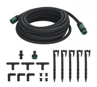 Mangloder Tuyau d'arrosage en caoutchouc noir de 10 m avec raccord de 1/2", flexible et extensible pour arrosage, terrasse, balcon, nettoyage, lavage de voiture
