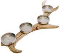 Mango Bougeoir GEWEIH 56 cm - 4 bougies alu Assiette - Bois
