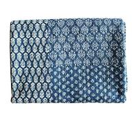 Mango Gifts Indigo Color Hand Block Printed Kantha Quilt, Twin Size Patchwork Cotton Bedspread, Made By Artisans of India 60 X 90 Approx Inches by Mango Gifts