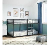 MANGO Lit superposé, sans matelas, noir 90x200 cm acier, Barrière de sécurité, Séparable en 2 lit LLL318