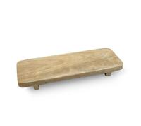 Mango - Planche de service naturelle - 38 x 15 cm - Plateau décoratif en bois sur 2 pieds - Planche à fromage - Plateau à saucisses
