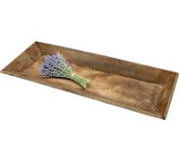 Mango plateau décoratif grand avec bord haut - 58 x 20 cm - bois plateau à bougies rectangulaire naturel