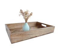 Mango Plateau décoratif naturel avec poignées - 40 x 27 cm - Planche de service en bois avec bord rectangulaire - Décoration de table de service pour bougies de Noël