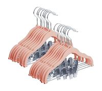 MangoKit Cintres pour Enfants avec Pinces Mobiles，Set of 16 Baby Velvet Hangers ，Non- Slip Kids Clothes Hangers, 0.5 CM Thick Ultra-Thin Space-Saving for Pants, Skirts, Dresses(30cm,Rose)