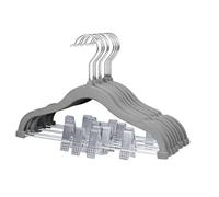 MangoKit Cintres pour Enfants avec Pinces Mobiles，Set of 7 Baby Velvet Hangers ，Non- Slip Kids Clothes Hangers, 0.5 CM Thick Ultra-Thin Space-Saving for Pants, Skirts, Dresses(30cm,Gris)