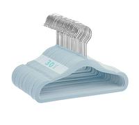 MangoKit Lot de 30 Cintres Antidérapants en Velours pour Enfants, Ultra-Fins et Peu Encombrants, Crochet Rotatif à 360 Degrés, Cintres Robustes pour Vêtements de Bébé (28 cm, Bleu)