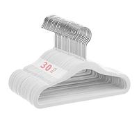 MangoKit Lot de 30 Cintres Antidérapants en Velours pour Enfants, Ultra-Fins et Peu Encombrants, Crochet Rotatif à 360 Degrés, Cintres Robustes pour Vêtements de Bébé (28 cm, Blanc)