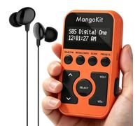 MangoKit MP1 Radio de poche rechargeable DAB/FM, interrupteur de | Batterie USB-C 1000 mAh, 12 heures de lecture, seulement 65 g, écouteurs inclus, écran LCD, idéal pour le travail et les