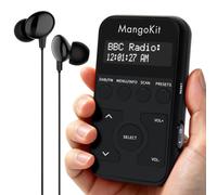 MangoKit MP1 Radio de Poche Rechargeable Dab/FM, Verrouillage, Noir | Batterie USB-C 1000mAh, 12h d'écoute, seulement 65g, écouteurs inclus, écran LCD, idéale travail et voyage, 20 présélections
