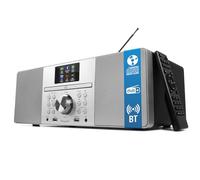MangoKit MS1 Lecteur CD,Dab/Dab+ & FM,Bluetooth,80W Stereo HiFi-chêne Noir | Écran couleur, 60 présélections, télécommande, coffret bois acoustique, prise casque, double alarme, égaliseur, USB et AUX