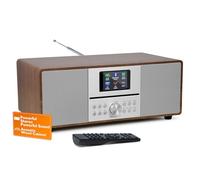 MangoKit MS4 Lecteur CD Radio Dab Chaîne HiFi I Bluetooth I Puissante Chaîne Stéréo I Radio Numérique Dab+ Caisson en Bois Acoustique I Lecteur CD avec Haut-parleurs, Prise Casque I Finition Noyer