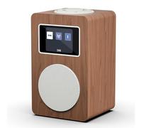 MangoKit Radio Dab MD4,Radio Dab Plus avec Haut-Parleur Bluetooth,Radios FM de Cuisine Secteur et Batterie,écran Couleur,Double Alarme,Port pour Casque,Boîte en Bois-Finition Noyer