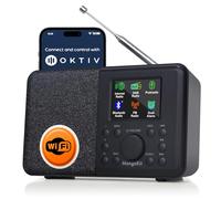 MangoKit SR10 Radio WiFi, Bluetooth, Dab & Internet, Noir | 60 présélections, double alarme, écran couleur, application OKTIV, secteur ou piles AA, prise casque, compacte et légère