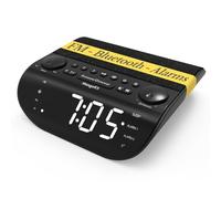 Mangokit UP-Max Radio Réveil avec Bluetooth et Radio FM-Réveil,Bruit Blanc | Puissant 90dB Pour Gros Dormeurs,Double Alarme,Snooze,Haut-parleurs Stéréo,Grand écran Dimmable, 20 FM Présélections,Noir