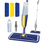 MANGOTIME Balai Serpillère Vaporisateur Mop - Balais Serpillère Nettoyer Sol Floor Spray Mop Lave Sol avec Reservoir Eau et 3 Tampons Microfibres Réutilisables