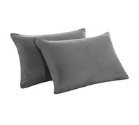 Mangoton Taie Oreiller 50 x 75 Coton, Lot de 2 Taie d'oreiller Gris sans Fermeture éclair, Housse d'oreiller Anti-acarien pour Familles Hôtels Doux Confortable