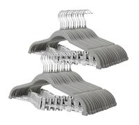 ManGotree Cintres en Velours avec Pinces, Cintres Antidérapants en Feutre pour Pantalons, 42,7 cm Cintre Peu Encombrants pour Chemises, Pantalons, Robes, Jupes, Manteaux (Lot de 32, Gris)