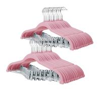 ManGotree Cintres en Velours avec Pinces, Cintres Antidérapants en Feutre pour Pantalons, 42,7 cm Cintre Peu Encombrants pour Chemises, Pantalons, Robes, Jupes, Manteaux (Lot de 32, Rose)