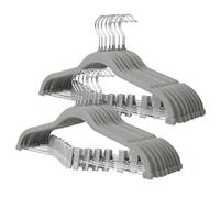 ManGotree Cintres pour Pantalons avec Pinces Mobiles, cintres en Velours antidérapants, cintres Peu encombrants pour Chemises, Pantalons, Robes, Jupes, Manteaux (18 Paquets, Gris)
