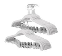 ManGotree Lot de 18 cintres pour pantalons avec clips mobiles, cintres antidérapants en velours pour pantalons, jupes, chemises, manteaux, robes (lot de 18, blanc)