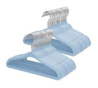 ManGotree Lot de 48 cintres antidérapants en velours de 27,8 cm pour bébés, cintres en feutre ultra fins avec crochet pivotant à 360°, cintres peu encombrants pour vêtements d'enfants (bleu)